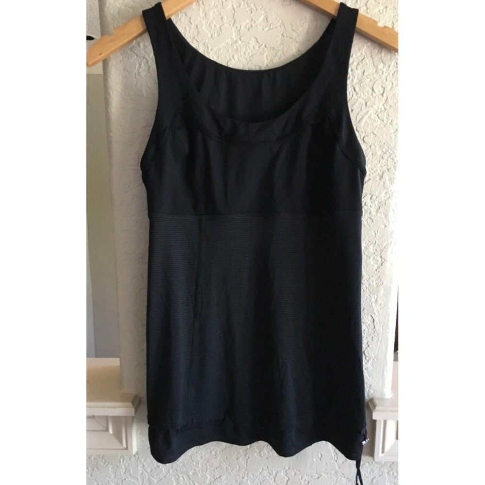 Lululemon Run Tie It Up Tank Top Black Split Back Cinch Hem Size 12